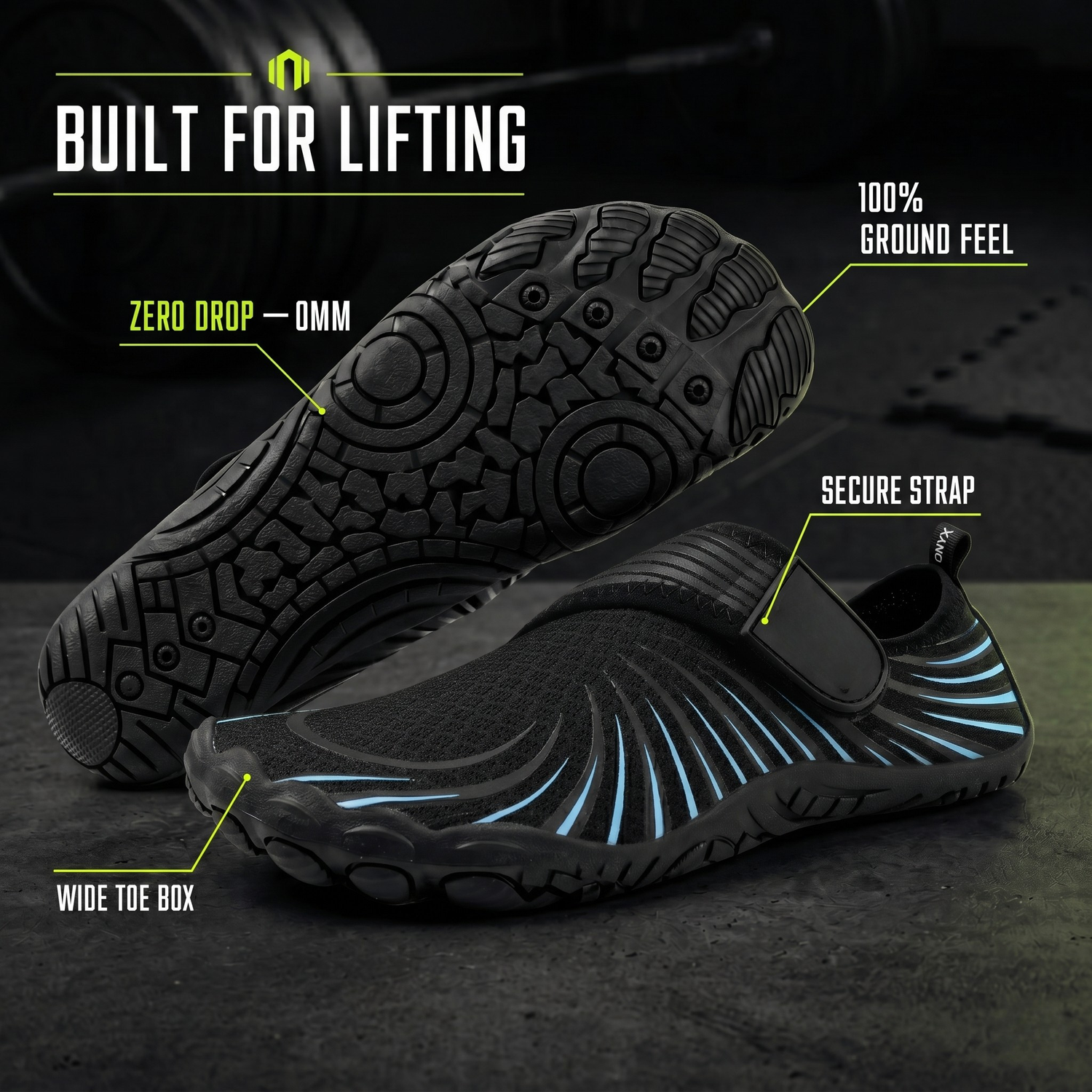 KRAFTBARE FORGE zero-drop barefoot lifting shoe in Volt, built for kettlebell training