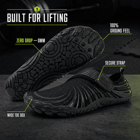 KRAFTBARE FORGE — Zero Drop Barefoot Lifting Shoes | Onyx Black